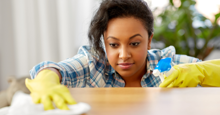 Woman cleaning inside home