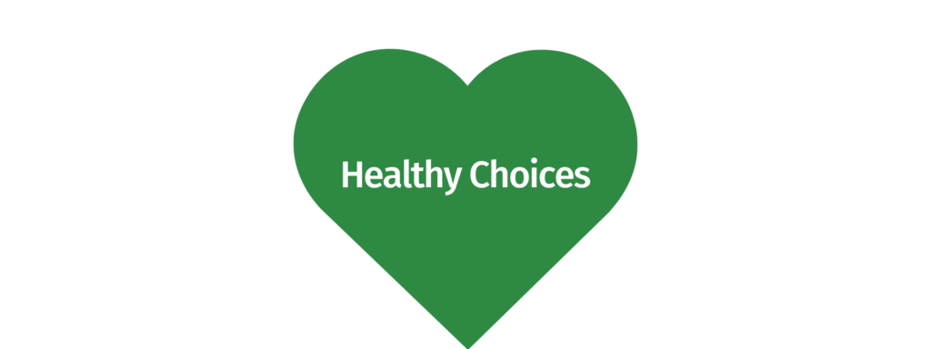 Healthy choices heart button green