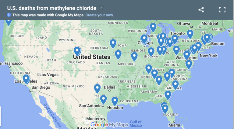 US deaths from methylene chloride